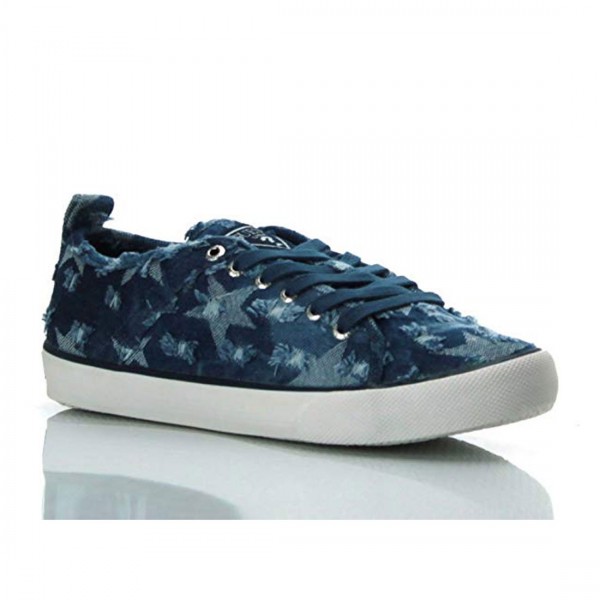 Guess Damen Sneaker Schuhe Jeans-Look Sterne Blau