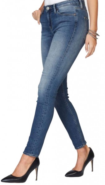 Herrlicher Damen Jeans Hose Super Slim Mid Waist 5 Pocket Blue Jeans