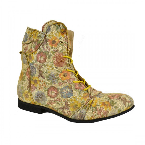 Rovers Damen Leder Schuhe Stiefelette Schuh Stiefel Boots Blumen