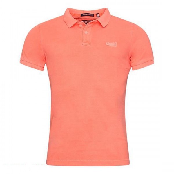 Superdry Poloshirt Herren Shirt T-Shirt Fluro Coral Baumwolle